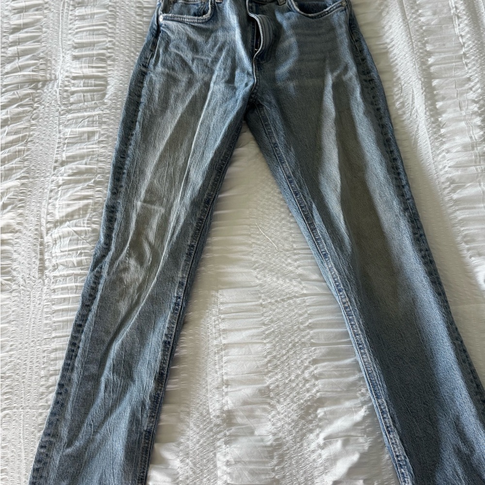 Zara Classic Straight-Leg Light Wash Jeans